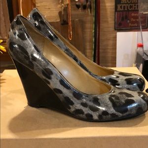 Nine West Grey Patent Leather Wedge Shoe